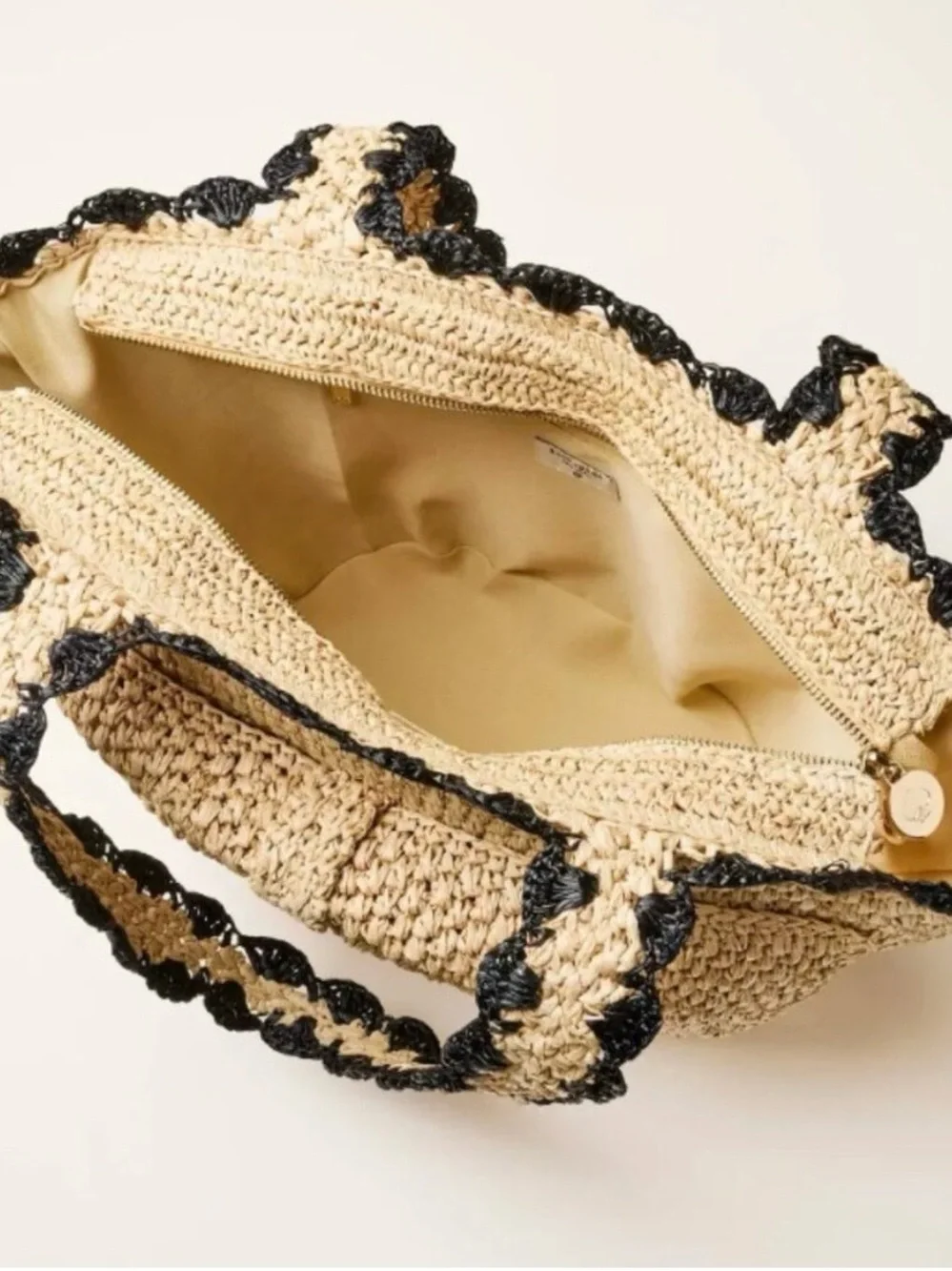 Target x Kate Spade tan and black woven raffia tote bag